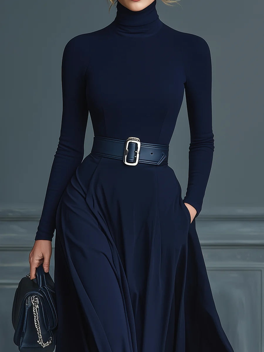 Women's Knit Maxi Dress – High Neck Sweater Dress