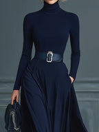 Women's Knit Maxi Dress – High Neck Sweater Dress