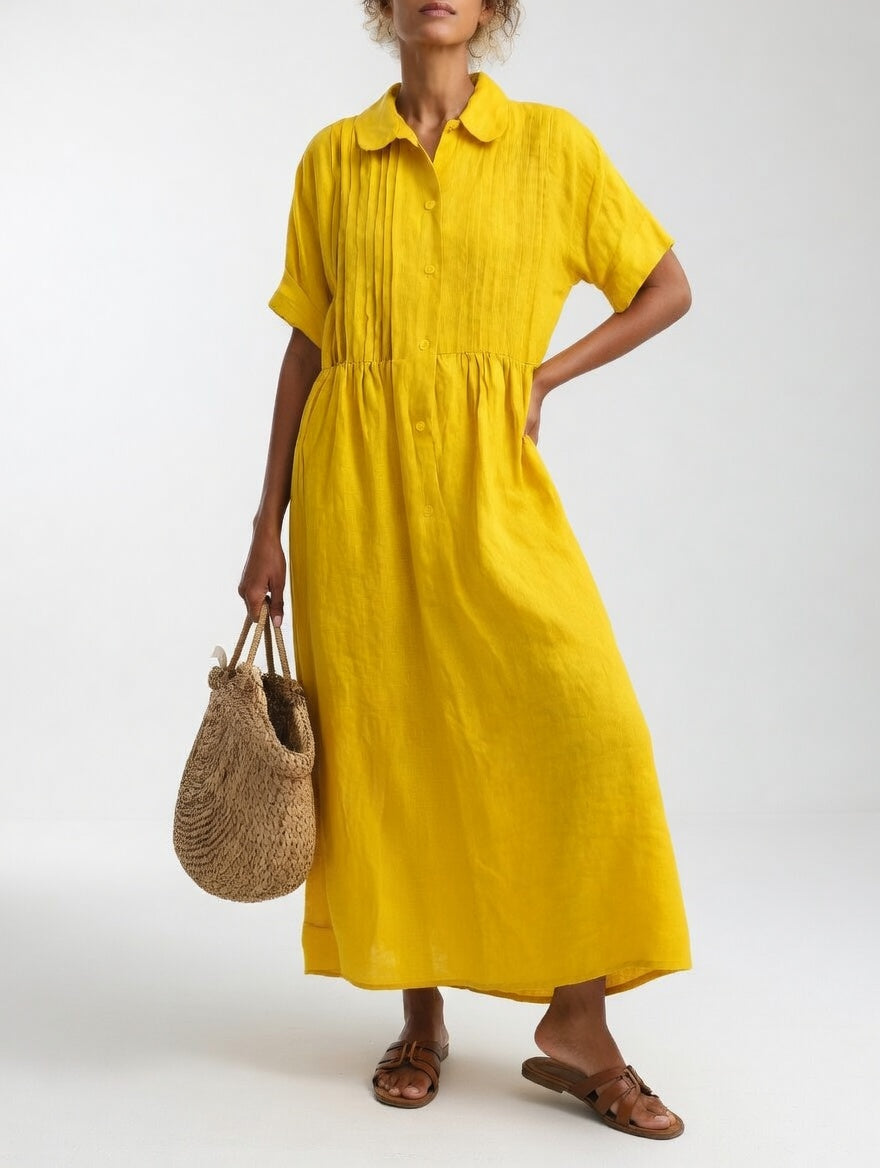 Women's Flowy Shirt Dress – Button Front Relaxed Day Dress