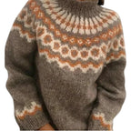 Women's Nordic Pattern Sweater – Icelandic High Neck Winter Pullover