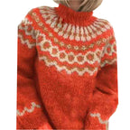 Women's Nordic Pattern Sweater – Icelandic High Neck Winter Pullover