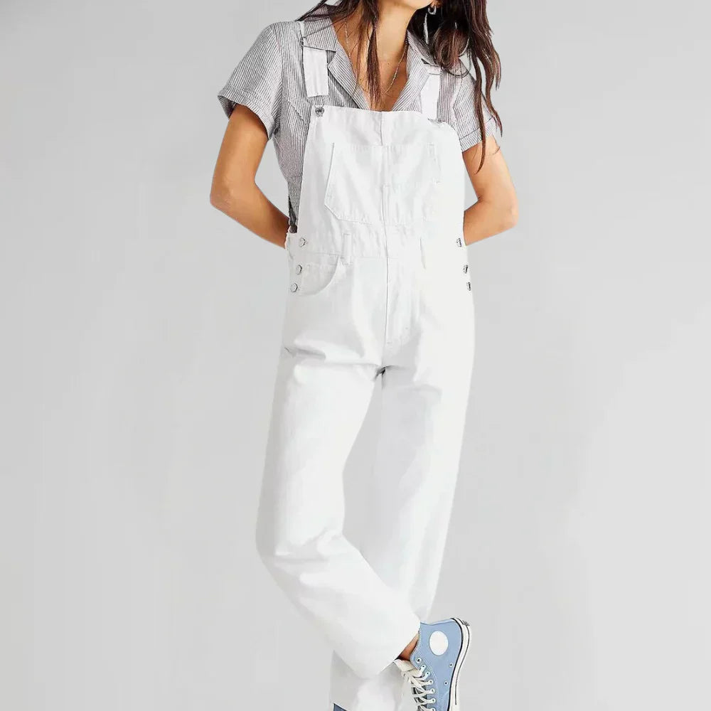 Valerie | Denim Look Button Front Jumpsuit