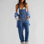 Valerie | Denim Look Button Front Jumpsuit