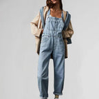 Valerie | Denim Look Button Front Jumpsuit