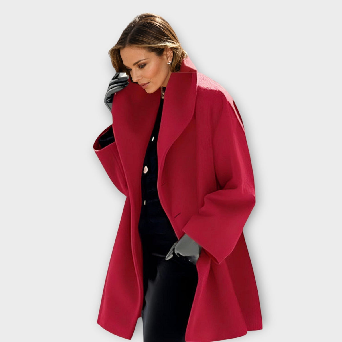 Women's Stand Collar Long Coat – Oversized Button Front Winter Coat