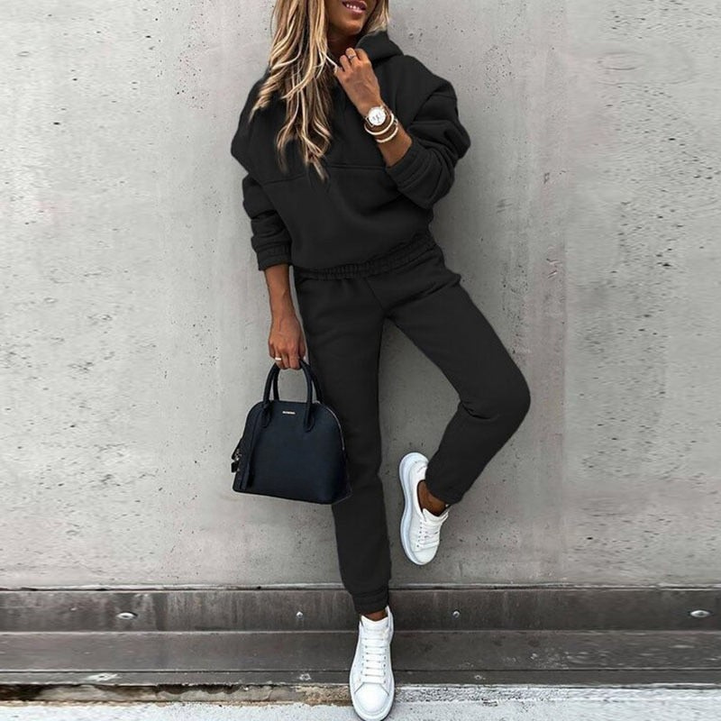 Women's Oversized Hoodie Jogger Set – High Waist Casual Tracksuit Set