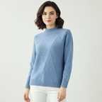 Women's Textured High Neck Sweater – Ribbed Long Sleeve Pullover