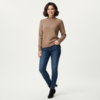 Women's Textured High Neck Sweater – Ribbed Long Sleeve Pullover