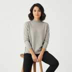 Women's Textured High Neck Sweater – Ribbed Long Sleeve Pullover