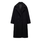 Women's Long Teddy Coat – Plush Lapel Button Front Winter Coat