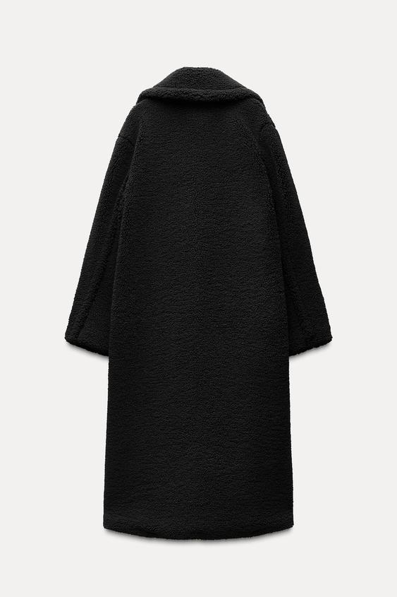 Women's Long Teddy Coat – Plush Lapel Button Front Winter Coat