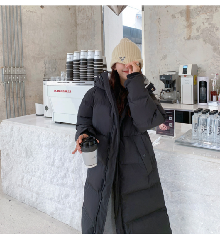 Women's Long Hooded Parka – Zip-Up Pocket Winter Coat
