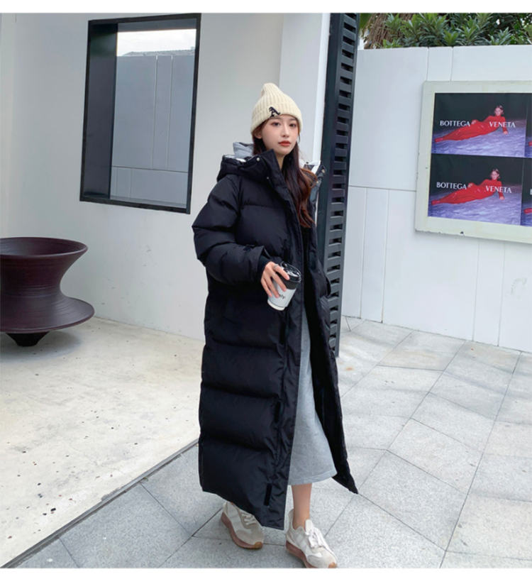 Women's Long Hooded Parka – Zip-Up Pocket Winter Coat