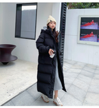 Women's Long Hooded Parka – Zip-Up Pocket Winter Coat
