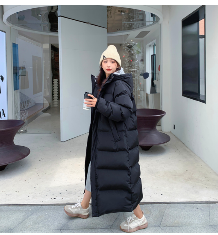Women's Long Hooded Parka – Zip-Up Pocket Winter Coat