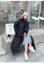 Women's Long Hooded Parka – Zip-Up Pocket Winter Coat