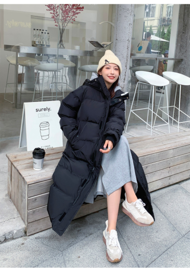 Women's Long Hooded Parka – Zip-Up Pocket Winter Coat