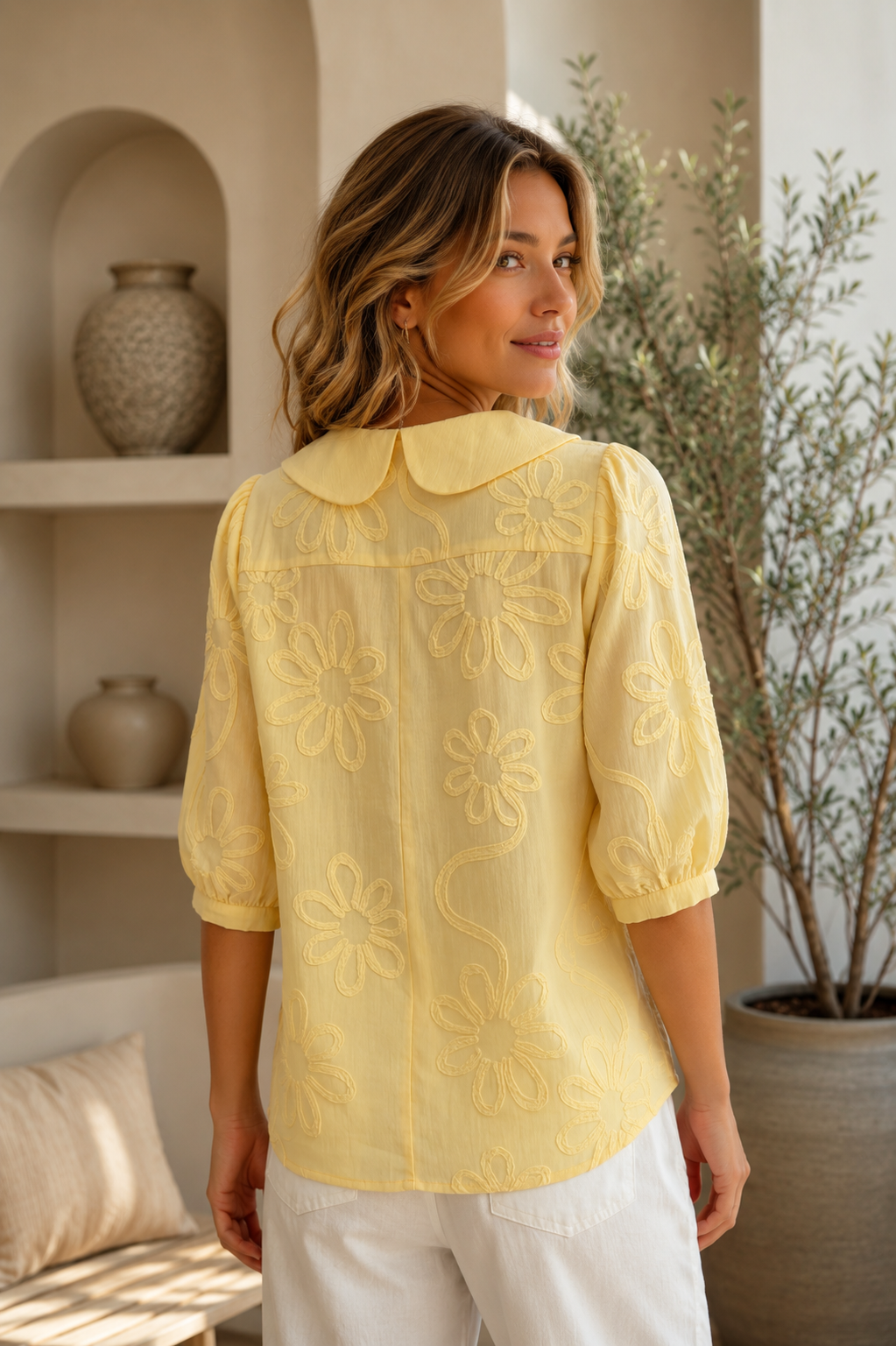 Women's Floral Print Blouse – Flowy Crew Neck Statement Blouse