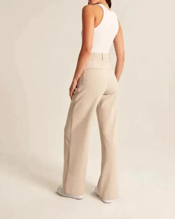 Women's Tailored Wide Leg Trousers – High Waist Dress Pants