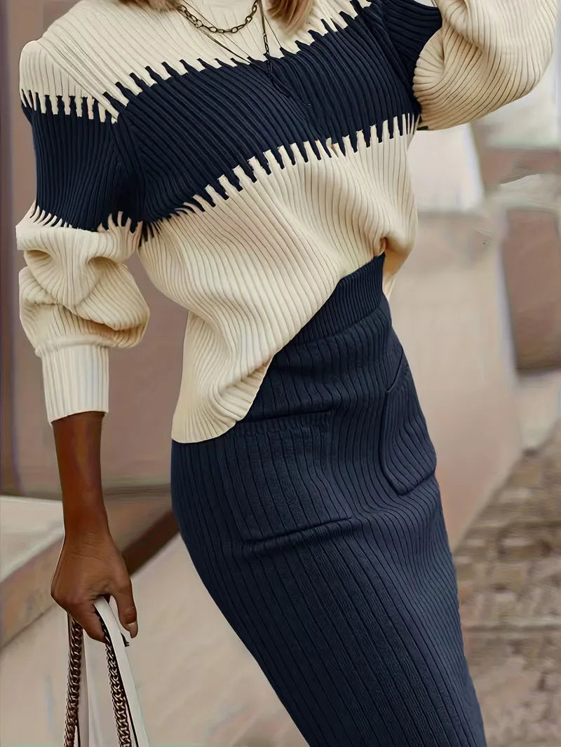 Women's Knit Skirt Set – Ribbed Sweater Co-Ord