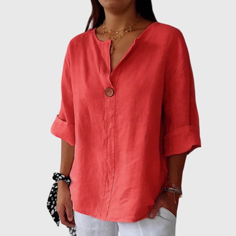 Women's V-Neck Blouse – Elegant Casual Blouse – Natalie