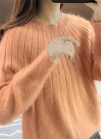 Women's Relaxed Knit Sweater – Classic Long Sleeve Crew Neck Pullover