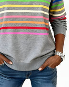 Women's Striped Zip Sweater – High Neck Zip Front Pullover
