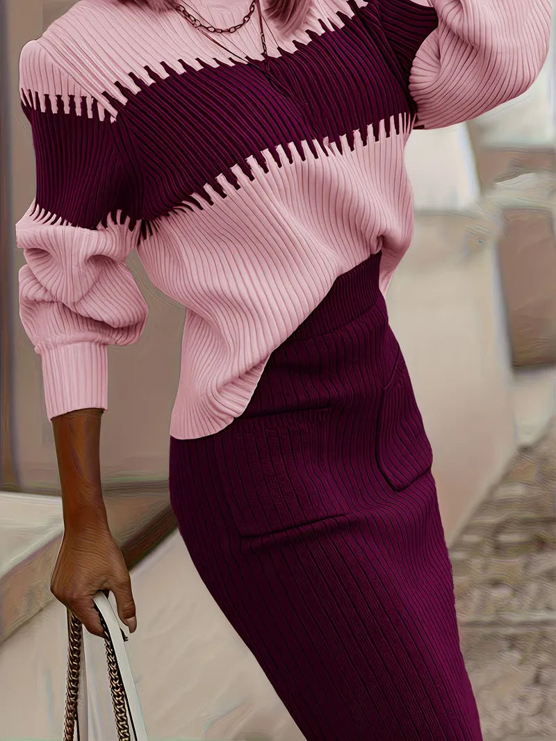 Women's Knit Skirt Set – Ribbed Sweater Co-Ord
