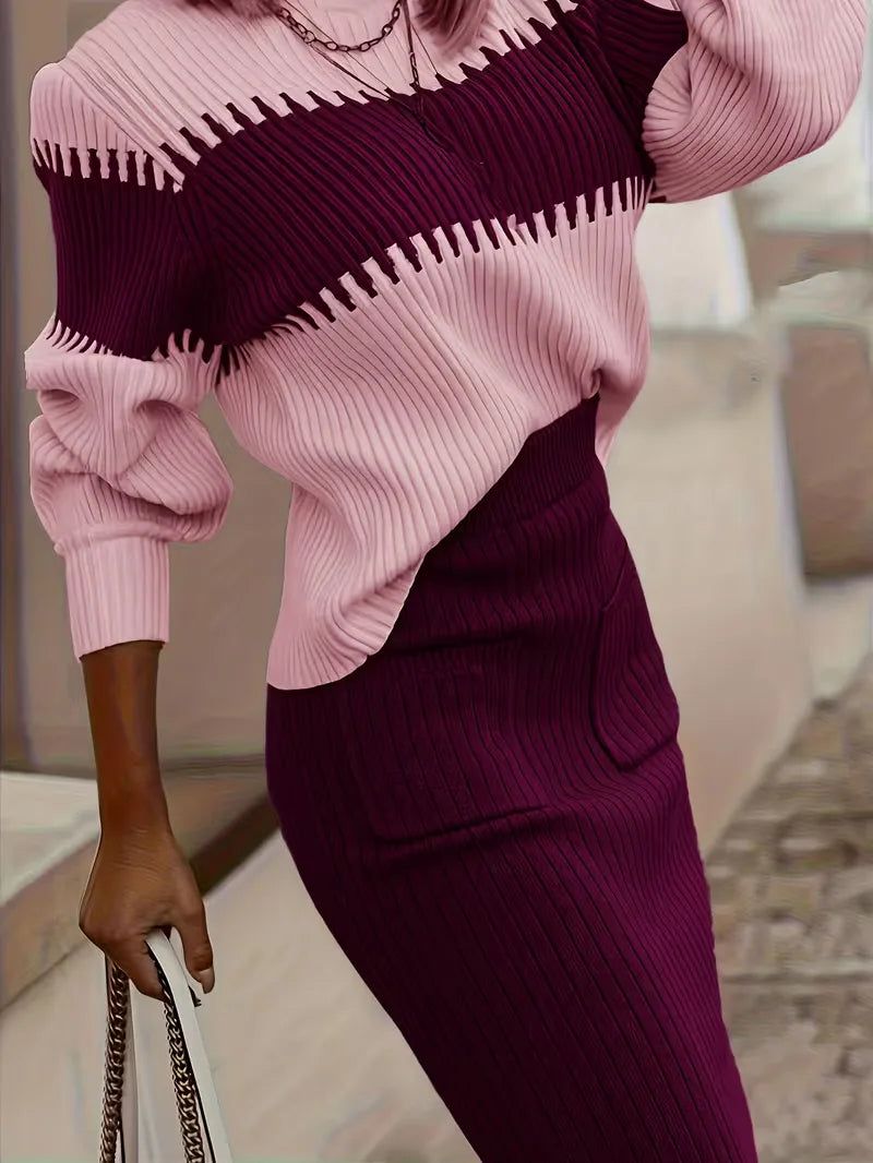 Women's Knit Skirt Set – Ribbed Sweater Co-Ord
