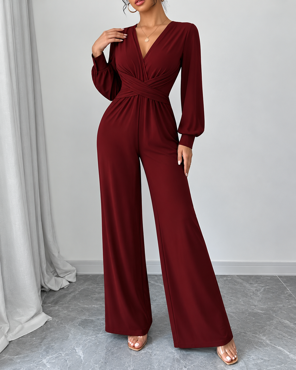 Women's Lace Detail Formal Jumpsuit – Fitted Evening Occasion Jumpsuit
