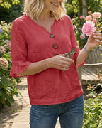 Women's Ruffle Button Blouse – Relaxed Flowy Long Sleeve Blouse