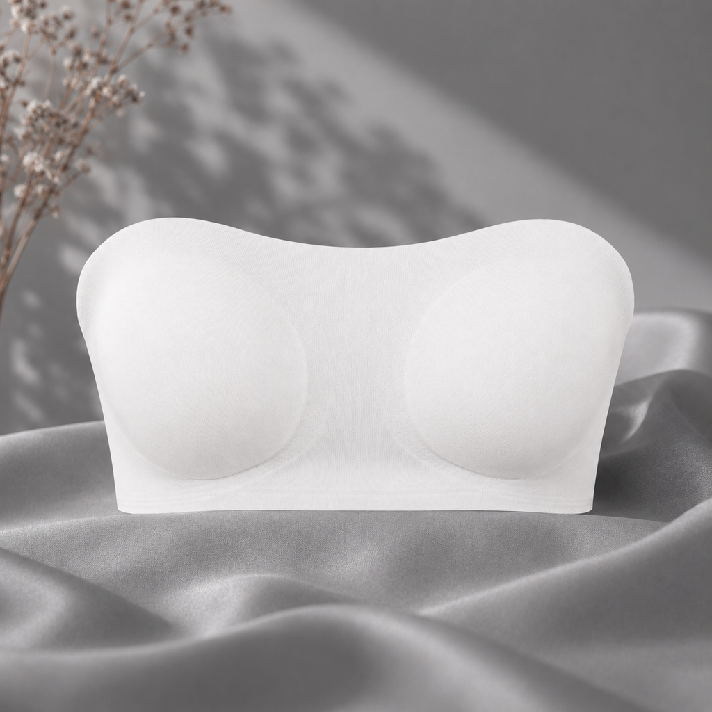 Women's Strapless Wireless Bra – Crossover Side Closure Support Bra
