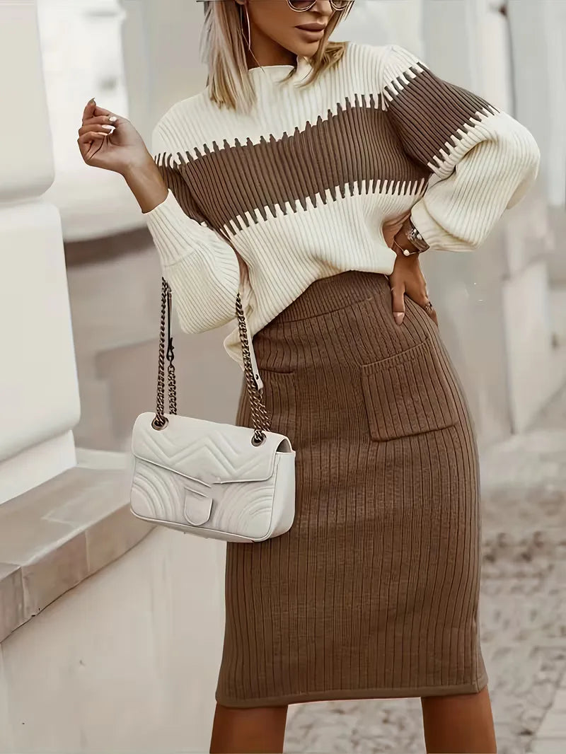 Women's Knit Skirt Set – Ribbed Sweater Co-Ord