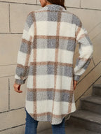 Women's Checked Teddy Coat – Oversized Fleece Winter Coat