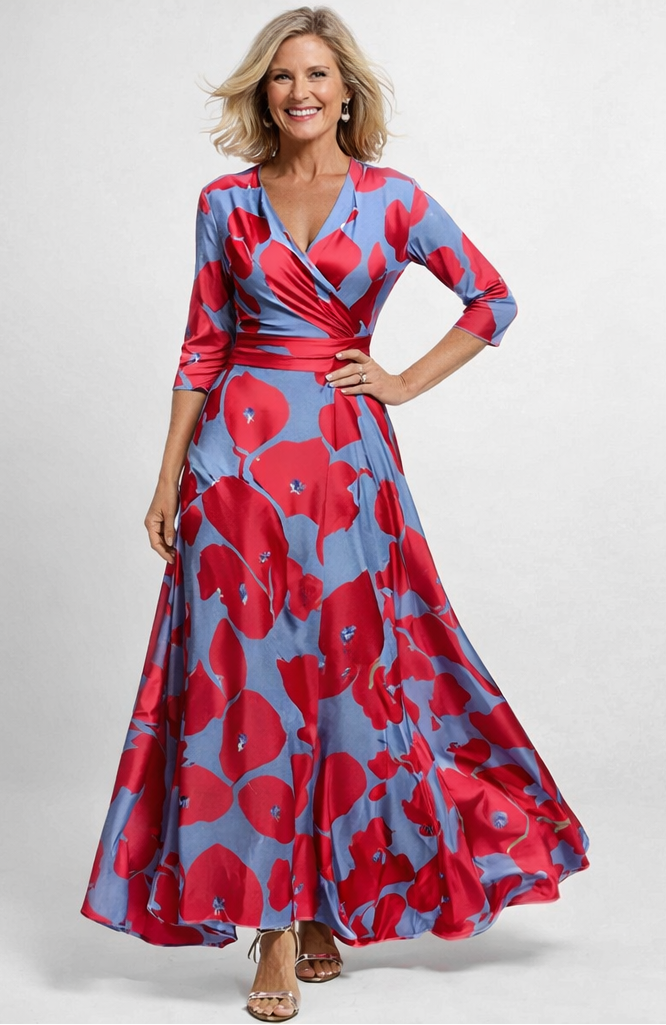 Women's Floral V-Neck Maxi Dress – Wrap Summer Dress