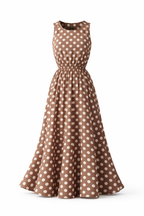 Women's Sleeveless Polka Dot Dress – Casual Midi Dress