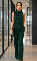 Women's Sleeveless Wide Leg Summer Jumpsuit – Relaxed Flowy Everyday Jumpsuit