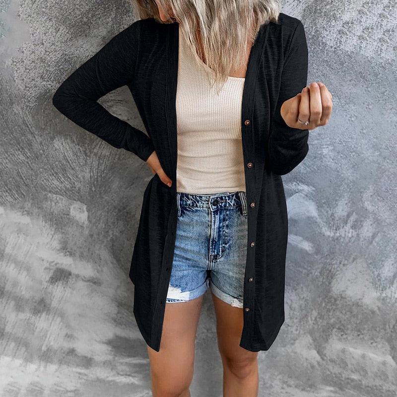 Women's Lightweight Knit Cardigan – Button Front Everyday Layer