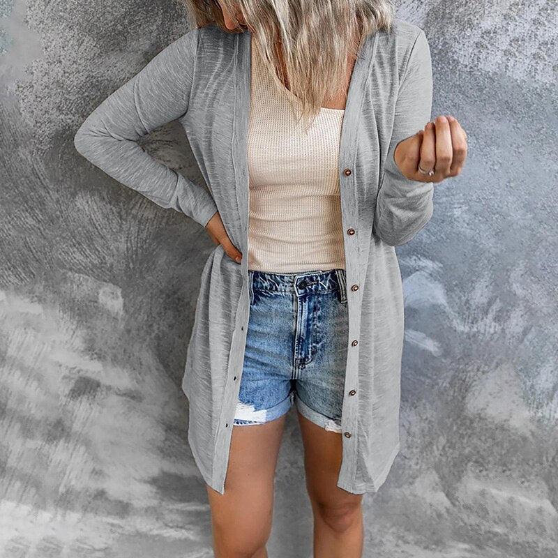 Women's Lightweight Knit Cardigan – Button Front Everyday Layer
