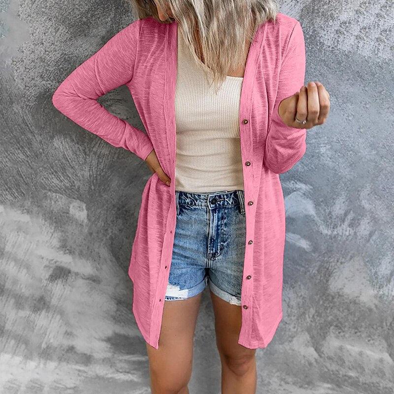 Women's Lightweight Knit Cardigan – Button Front Everyday Layer