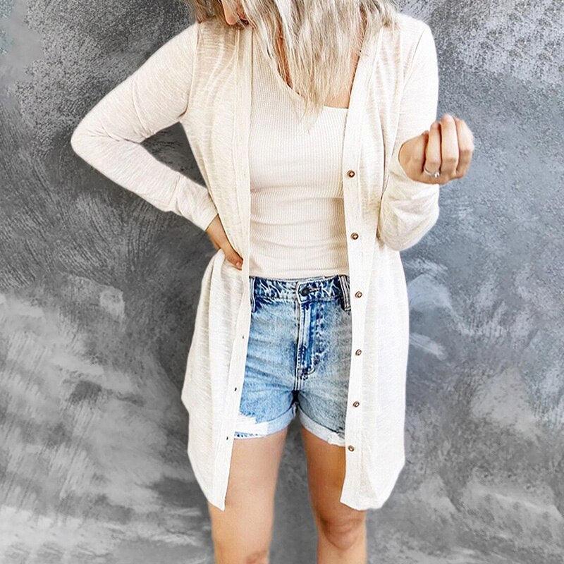 Women's Lightweight Knit Cardigan – Button Front Everyday Layer