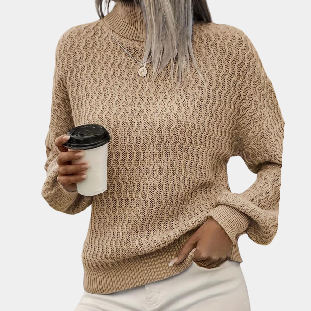 Women's Ribbed Turtleneck Sweater – Long Sleeve High Neck Knit Pullover