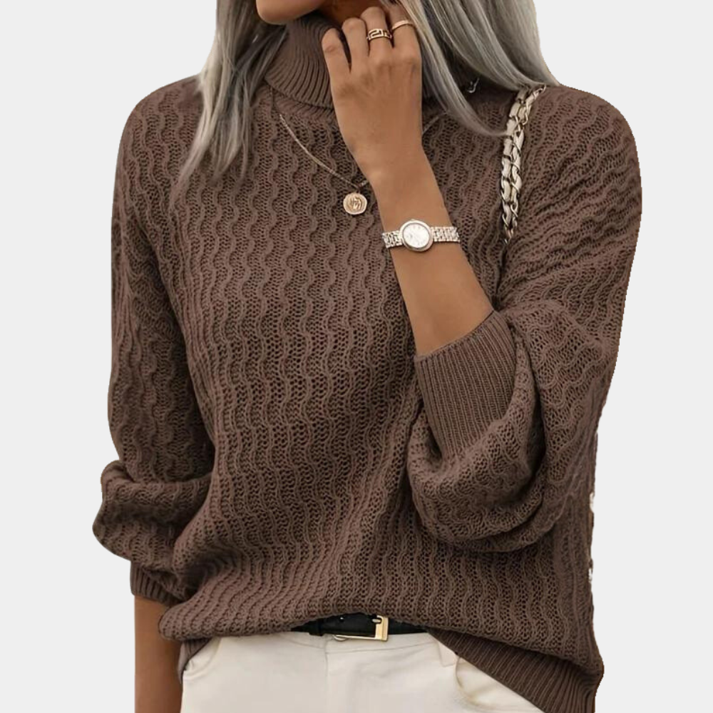 Women's Ribbed Turtleneck Sweater – Long Sleeve High Neck Knit Pullover