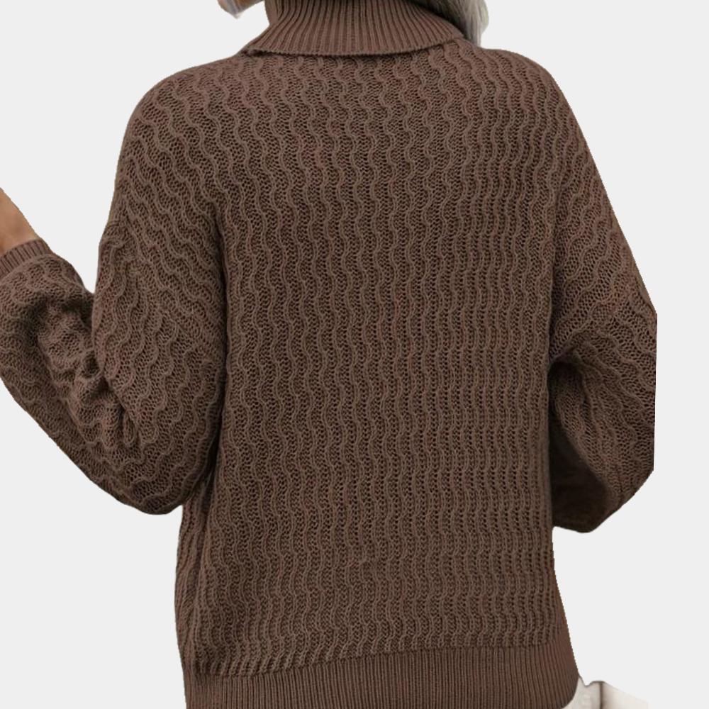 Women's Ribbed Turtleneck Sweater – Long Sleeve High Neck Knit Pullover