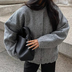 Women's Oversized Bomber Jacket – Relaxed Fit Zip-Up Jacket
