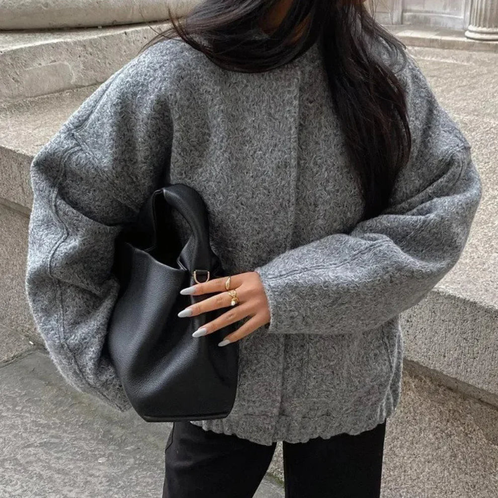 Women's Oversized Bomber Jacket – Relaxed Fit Zip-Up Jacket