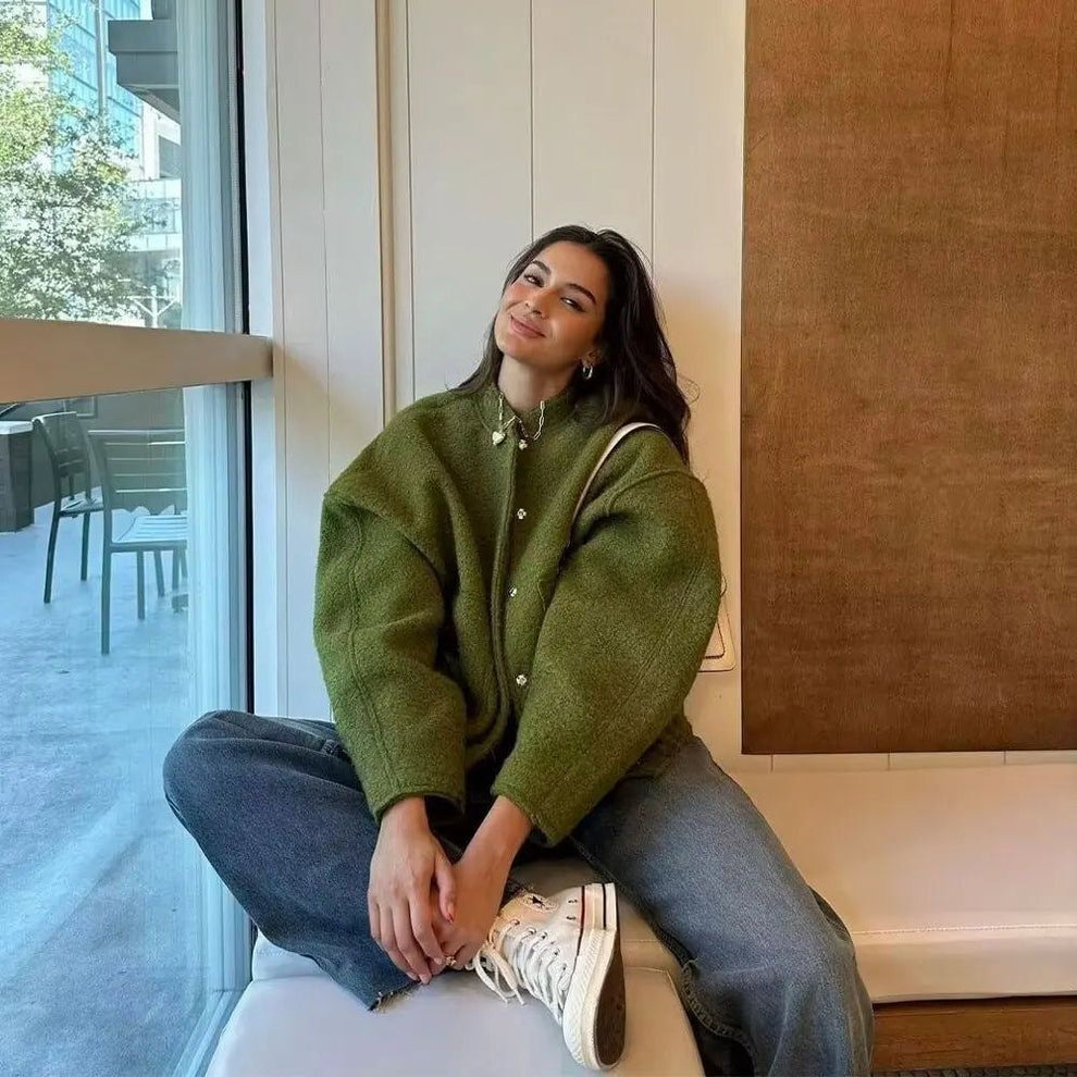 Women's Oversized Bomber Jacket – Relaxed Fit Zip-Up Jacket
