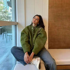 Women's Oversized Bomber Jacket – Relaxed Fit Zip-Up Jacket