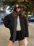 Women's Oversized Bomber Jacket – Relaxed Fit Zip-Up Jacket