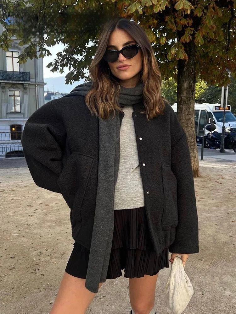Women's Oversized Bomber Jacket – Relaxed Fit Zip-Up Jacket
